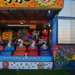 a colorful display of a carnival ride